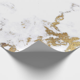 Luxury White Gold Grey Carrara Marble Stone VIP Wrapping Paper
