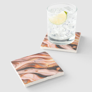 Luxury White & Gold Marble Coaster – Elegant Aesth