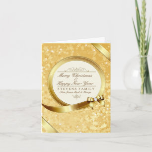 Luxury White & Gold Merry Christmas Holiday Card