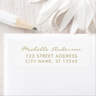luxury White Gold Minimal Script  Return Address  Label