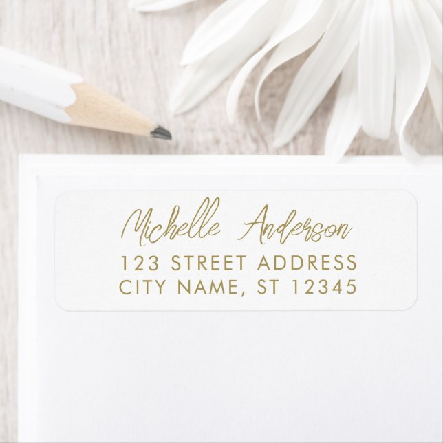 luxury White Gold Minimal Script  Return Address  Label (Insitu)