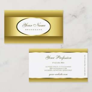Luxury White Gold Ombre Golden Oval Decor Border Business Card