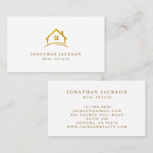 Luxury White Gold Real Estate House Logo Business Card