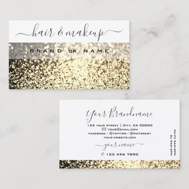Luxury White Gold Sparkle Glitter Elegant Shimmery Business Card (Front/Back)