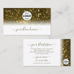 Luxury White Gold Sparkling Glitter Stars Add Logo Business Card