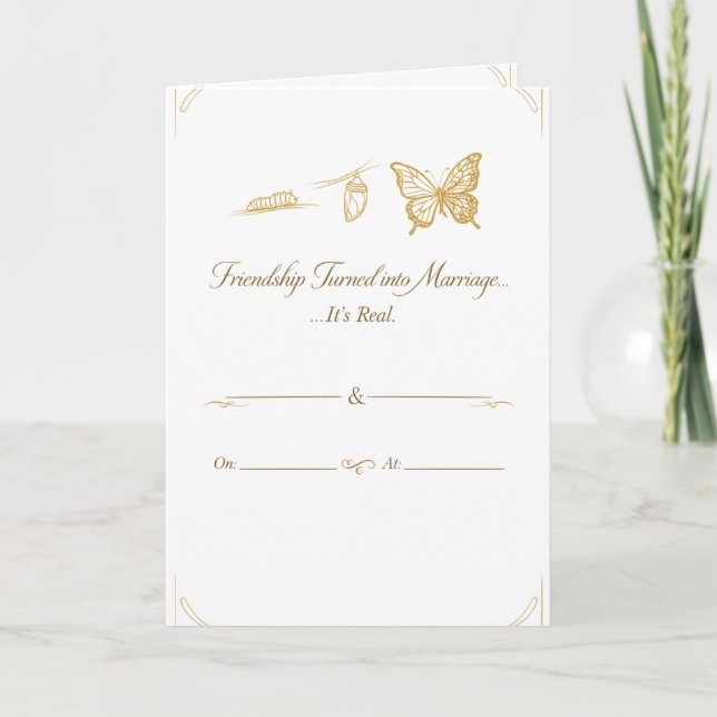 Luxury White & Gold Wedding Invitation  (Front)