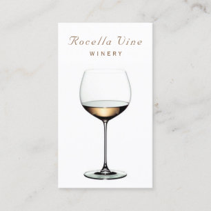 Luxury White Gold Wine Glass Vineyard Winery Business Card