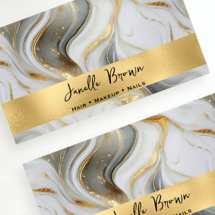 Luxury White, Grey, and Gold Marbled Business Card