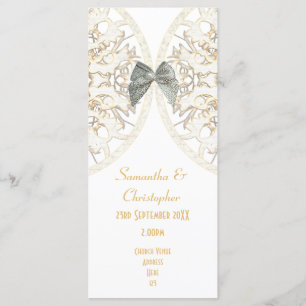 Luxury white lace damask church wedding program