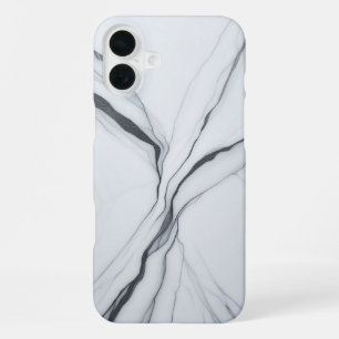 Luxury White Marble Case - Elegant Black Fluid