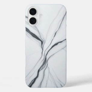 Luxury White Marble Case - Elegant Black Fluid 