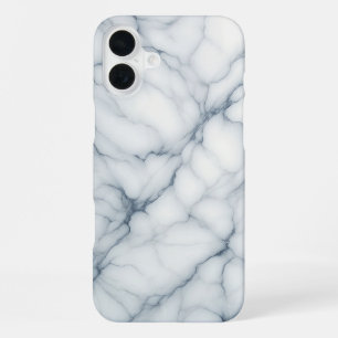 Luxury White Marble Case - Elegant Blue & Grey