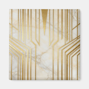 Luxury White Marble Gold Geometric Pattern Magnet