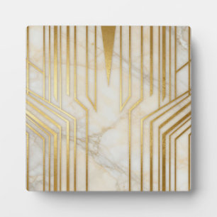 Luxury White Marble Gold Geometric Pattern Plaque