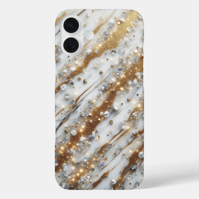 Luxury White Marble Phone Case with Sparkling Gold (Back)