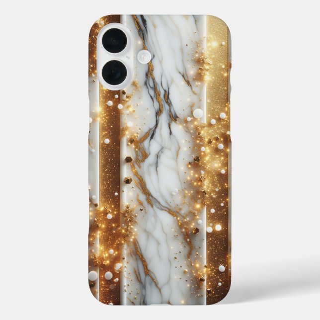Luxury White Marble Phone Case with Sparkling Gold (Back)