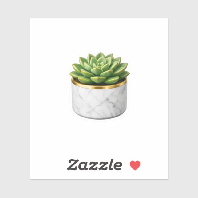Luxury White Marble Succulent Pot Sticker Modern W (Sheet)