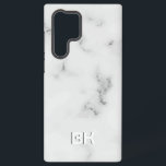 Luxury white marble texture samsung galaxy case<br><div class="desc">Image of a luxury white marble texture print with customisable embossed look monogram. Simple and minimalistic design.</div>