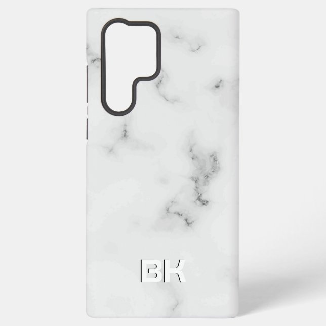 Luxury white marble texture samsung galaxy s22 ultra case (Back)