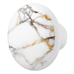 Luxury white marble with beige & grey accents ceramic knob