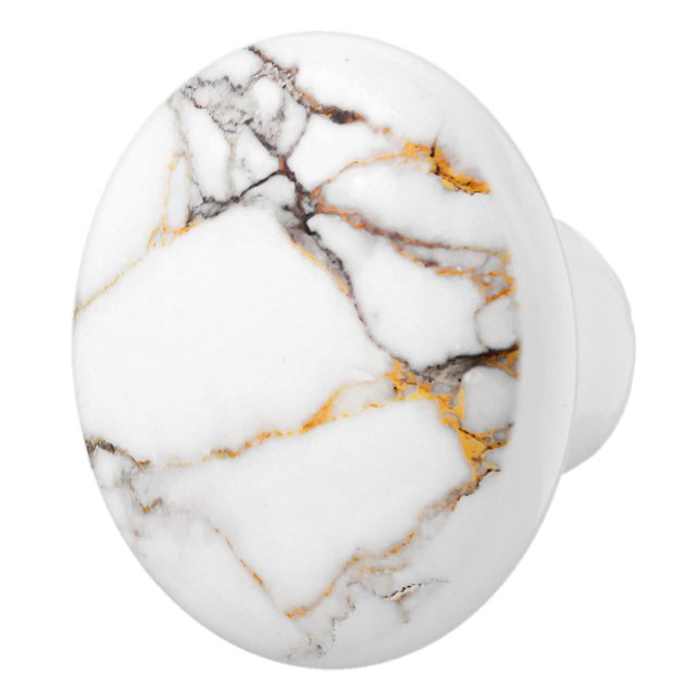 Luxury white marble with beige & grey accents ceramic knob (Right)