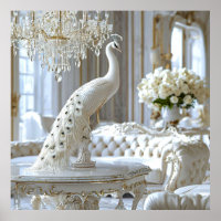 Luxury White Peacock Art Elegant Sculpture Style