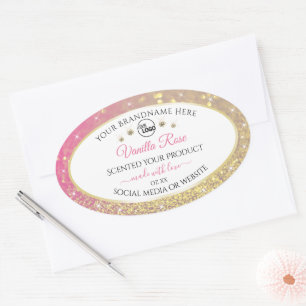 Luxury White Pink Gold Glitter Product Labels Logo