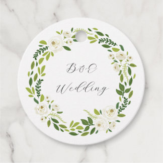 Luxury White Rose Floral Frame  Favour Tags