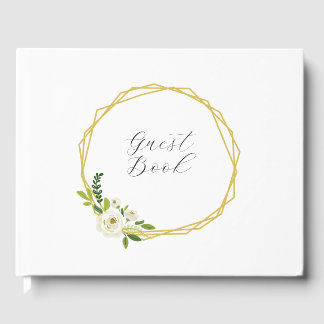 Luxury White Rose Floral Frame Guest Book