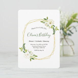 Luxury White Rose Floral Frame Invitation
