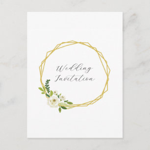 Luxury White Rose Floral Frame  Invitation Postcard