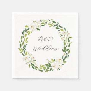 Luxury White Rose Floral Frame Napkin
