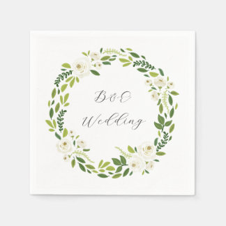 Luxury White Rose Floral Frame  Napkin