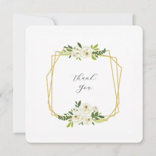 Luxury White Rose Floral Frame Thank You Card