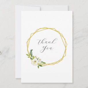 Luxury White Rose Floral Frame  Thank You Card