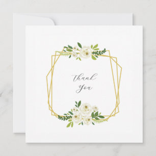 Luxury White Rose Floral Frame  Thank You Card