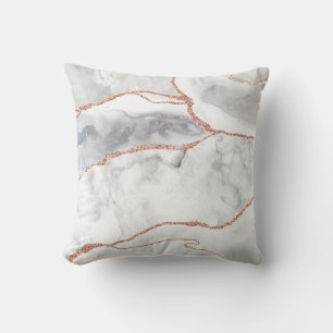 Luxury White Rose Gold Glitter Agate Marble Cushion