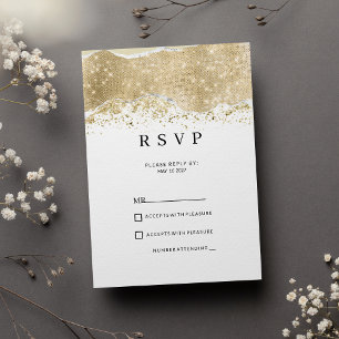 Luxury white silver and gold glitter RSVP Invitation
