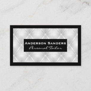 Luxury White Upholstered Background   Black Border Business Card