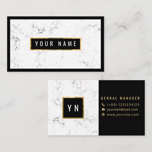 Luxury white with Gold Marble classic texture Business Card (Front/Back)