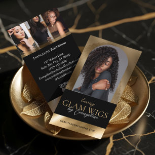 Luxury Wig Hair Studio Arch Luxe Photo Black Gold Business Card