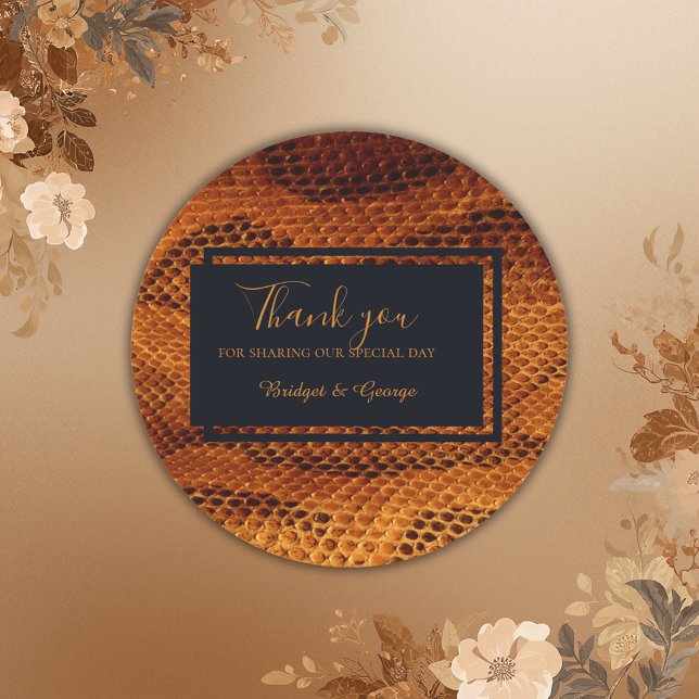 luxury wild snake skin animal wedding  classic round sticker (Creator Uploaded)