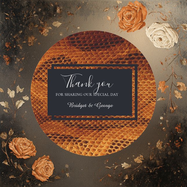 luxury wild snake skin animal wedding  classic round sticker (Creator Uploaded)
