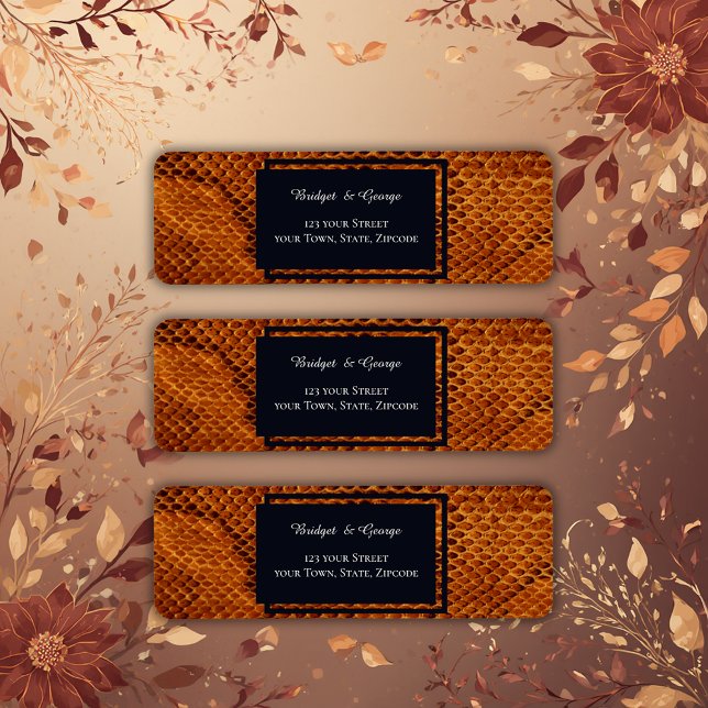 luxury wild snake skin animal wedding  return address label (Creator Uploaded)