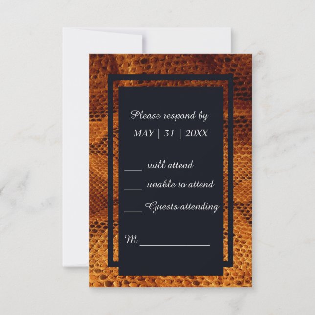 luxury wild snake skin animal wedding  RSVP card (Front)
