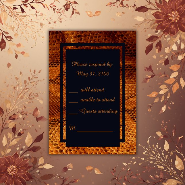 luxury wild snake skin animal wedding  RSVP card (Creator Uploaded)