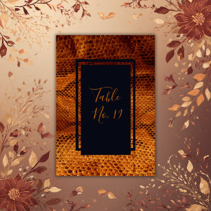 luxury wild snake skin animal wedding  table number