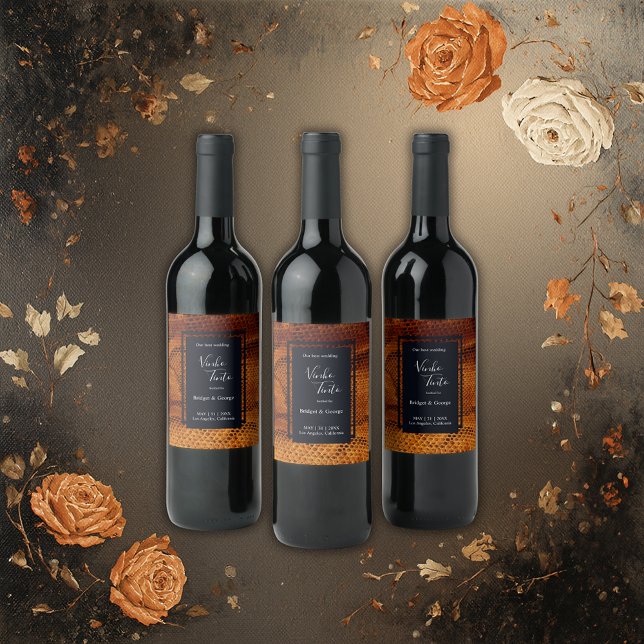 luxury wild snake skin animal wedding  wine label (Creator Uploaded)