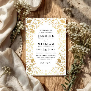 Luxury Wildflower Elegant Modern QR Code Wedding Invitation
