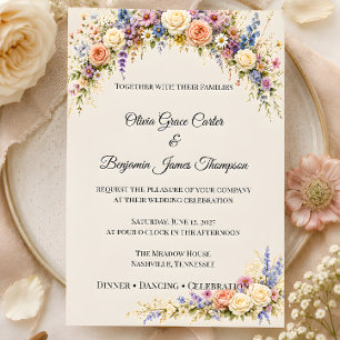 Luxury Wildflower Meadow Wedding Invitation